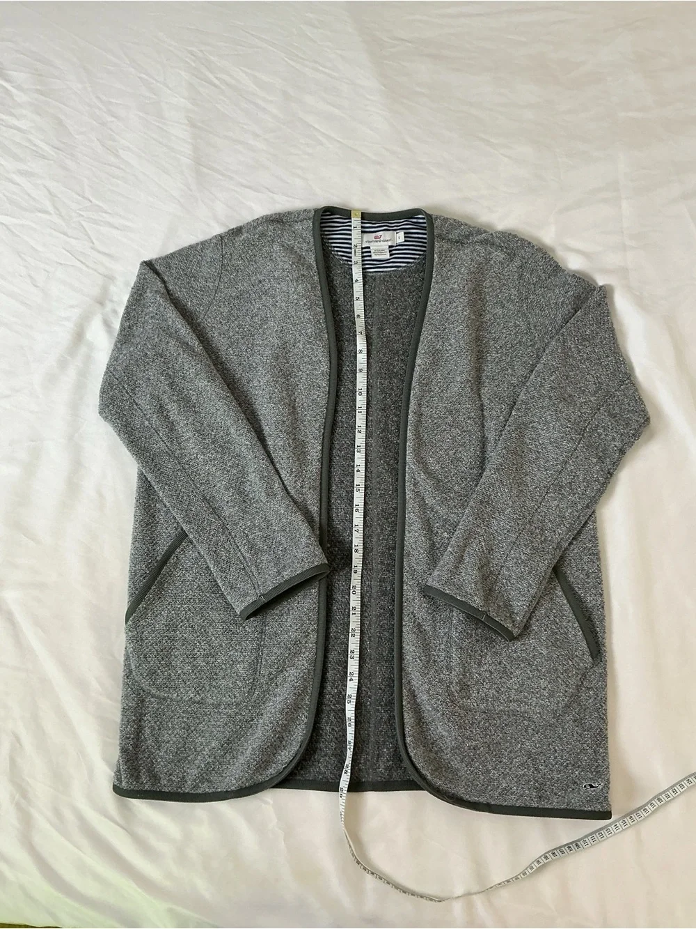 Vineyard Vines Gray Open Front Cardigan Size S | Soft Knit Layer - Picture 2 of 7